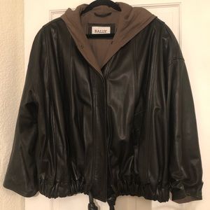Bally Leather Lambskin Bomber Jacket
